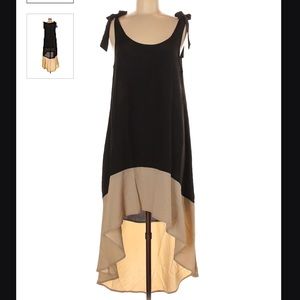Mud Pie Black/Tan High-Low Casual Lightweight Dress (Size: Medium)